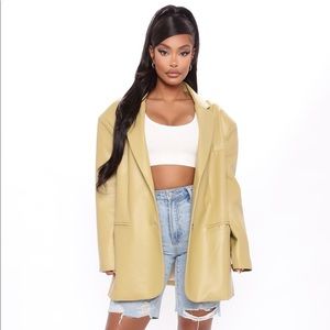 FashionNova Blazer . Faux Leather Blazer . Mustard Blazer . Oversized Blazer.